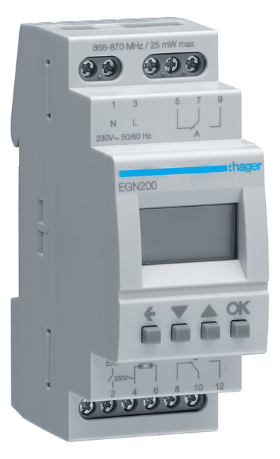 Hager Programmaklok digitaal multifunctioneel 2X wisselcontact bluetooth - EGN200 - 3250617579919 -  Hager Programmaklok digitaal multifunctioneel 2X wisselcontact bluetooth - EGN200 - 3250617579919 -