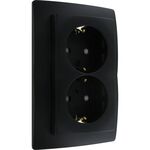 Kopp 920950089 - wandcontactdoos MAT zwart 2 voudig met randaarde - 4008224657006|85891 - KOPP