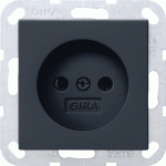 Gira Systeem 55 - Wandcontactdoos 4480005 Zwart mat - ZONDER randaarde! - 4010337095989 - GIRA