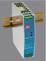 Mean Well NDR Universele voedingseenheid | NDR-75-24 - Primair 110-230V AC/DC, 127-370VDC, Sec 24VDC/3.2A - 75Watt - 4711287422237 - Meanwell