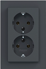 Hager Berker S1 Zwart Mat - wandcontactdoos 47741606 - 4011334452614 - Hager Berker