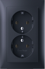 Hager Berker S1 Zwart Mat - wandcontactdoos 47741606 - 4011334452614 - Hager Berker