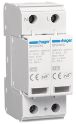 Hager Overspanningsbeveiliging T2 2P 20ka TT/TNS met indicator - SPB215 - 3250615514882 - 