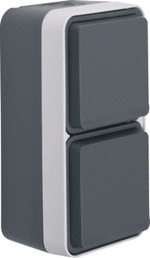 Hager Berker W.1 waterdicht staalgrijs verticaal - Wandcontactdoos dubbel 47703525 - 4011334404316 - Hager Berker