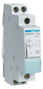 Hager Impulsrelais 16A 230V 1x M 1x V EPN515 - spoelspanning AC230V |DC 90-120V - 3250612369577 - Hager