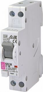 ETI KZS-1M aardlekautomaat, C16A - 1P+N, 30mA, C-karakteristiek - 432000214 - GE 3838895548911 - ETI